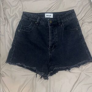 Rolla's Original High Rise Cut-Off Black Jean Shorts